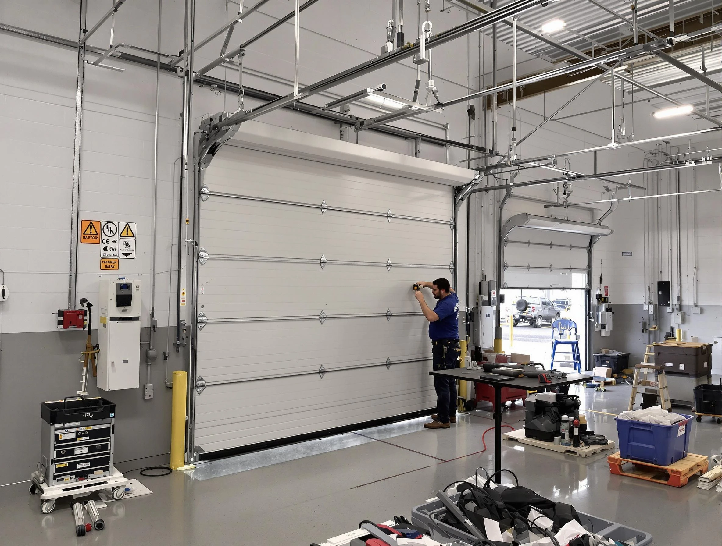 Commercial garage door repair being performed by Tampa Garage Door Repair expert in Tampa