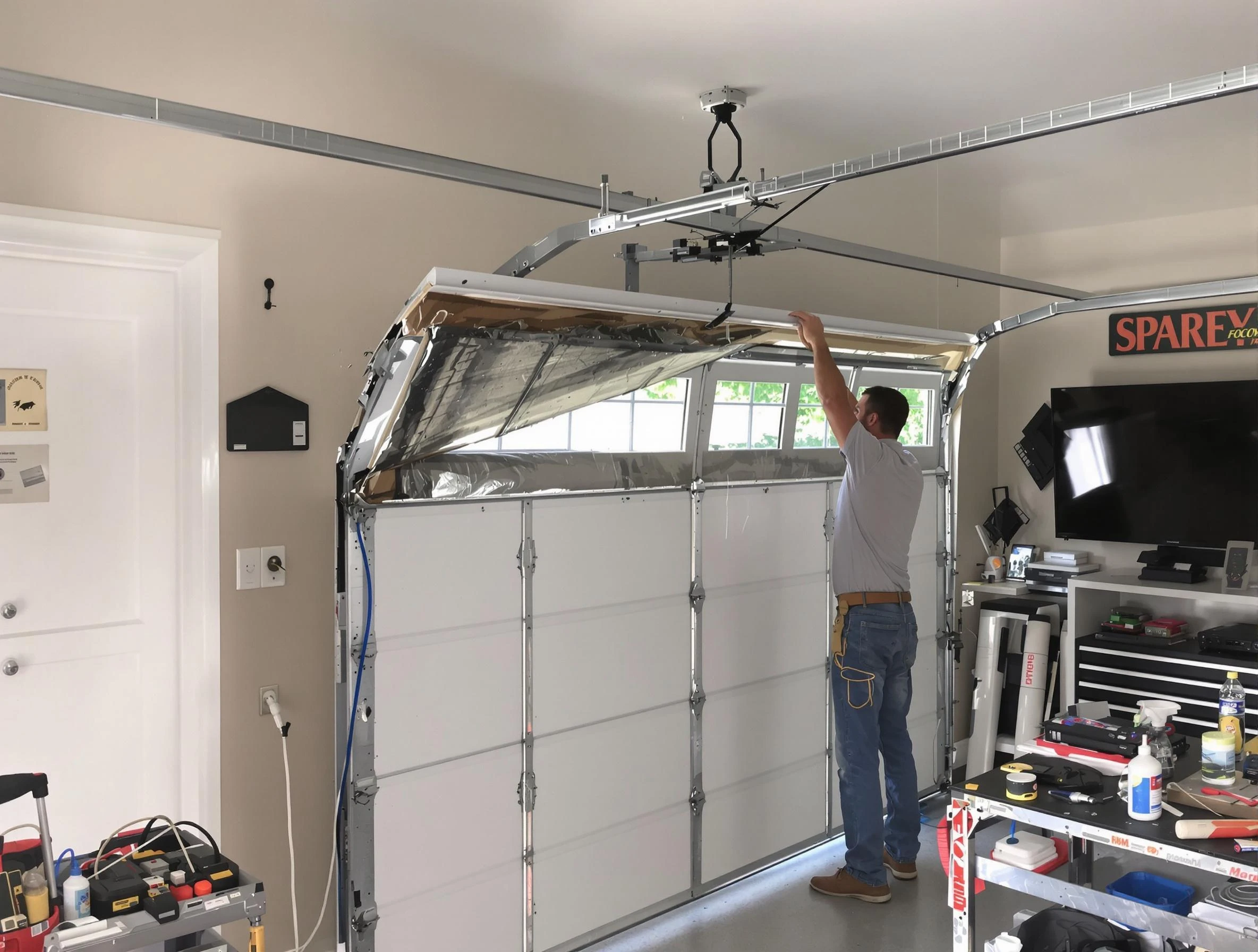 Garage door section replacement by Tampa Garage Door Repair in Tampa