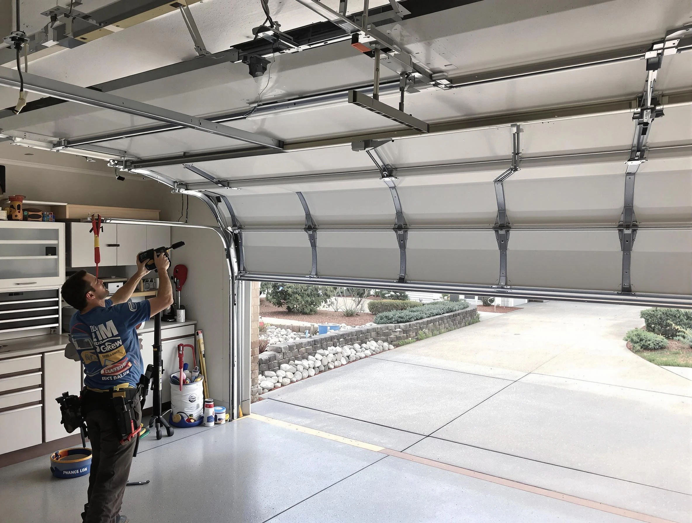 Garage door track repair service by Tampa Garage Door Repair in Tampa